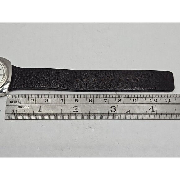 Fossil F2 Womens Cushion Silver Tone Date Watch Black Leather Strap New Battery - Picture 8 of 12